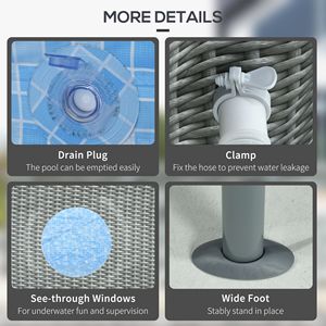 Piscina Fuori Terra Rotonda 14FT X 33'' Facile da Installare, Grigia in Vimini con Pompa Filtro a Cartuccia, Kit Riparazione, Telaio in Metallo, Materiale PP - Product Image 6