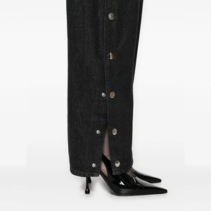 Jeans de mezclilla negros de cintura alta personalizados para mujer, jeans sexys de verano con botones, de buena calidad y cómodos para mujer. - Product Image 6