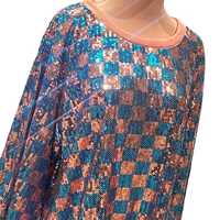 T-shirt de fête décontracté vintage pour femme Jack Jill en organza et sequins, coupe ample à manches trois quarts, personnalisable pour boutique
