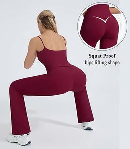 Workout Sets for Women <b>Padded</b> Tank Tops Matching Straight Leg Yoga Outfits Spandex/Nylon Anti-Bacterial - Product Image 4