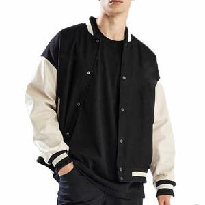 Veste universitaire en PU pour homme, coupe classique, col rabattu, couleur unie, style preppy, vêtement d'automne - Product Image 1