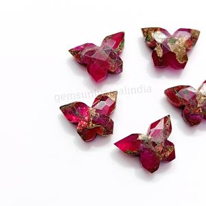 ลูกปัดพลอยแกะสลักรูปผีเสื้อสีชมพูโมฮาเว่ ทูร์ควอยซ์  ทองแดงชมพู  ขนาด 10x14 มม. - Product Image 5