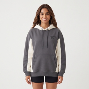 Sweat à capuche polaire personnalisable pour femme, color block, manches longues, avec poche kangourou – Collection 2026 - Product Image 1