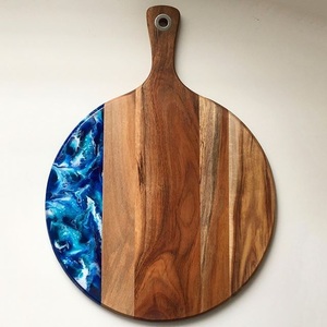 Planche à découper en bois et résine, design moderne, avec poignée, logo personnalisé, forme rectangulaire, outils de cuisine - Product Image 4