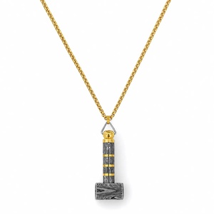 Collier Pendentif Moderne en Métal Fait Main de Luxe Ahmad Fabric, Design Acier Damas Découpé avec Accents Dorés, Idéal pour Cadeaux - Product Image 3