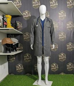 Blouse de laboratoire unisexe personnalisable grise en coton et polyester tissé, uniforme d'hôpital à manches longues avec poches, détection d'aiguilles, service OEM - Product Image 4