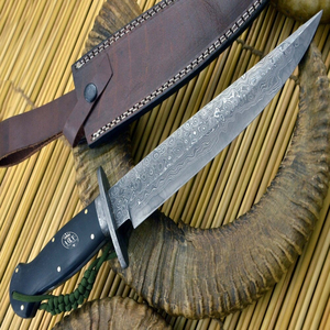Couteau tactique de chasse à poignée ergonomique, outil de survie en plein air, motif en acier Damas, équipement de camping, utilisation multi-usage - Product Image 6
