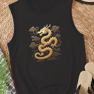 Gilet en tricot décontracté pour femme, design traditionnel du dragon doré, avec logo sur le devant - Product Image 1