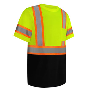 Men's <b>Hi</b>-<b>Vis</b> Orange Safety T-<b>Shirt</b> High-Visibility Reflective Striped ANSI Class 2 Short Sleeve Moisture Wicking Work T-<b>Shirt</b> - Product Image 1