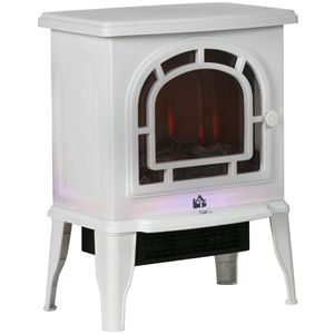 Caminetto Elettrico Autoportante Bianco con Fiamma LED Realistica e Protezione dal Surriscaldamento (750W/1500W) - Spina UK - Product Image 1