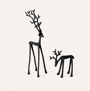 Nordic Style Black Metal Reindeer Figurine Set Sophisticated Sculpted Deer Ornament For Home Office Luxury <b>Christmas</b> Reindeer - Product Image 5