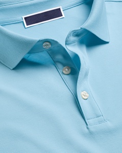 Camiseta de Golf Clásica Azul Claro para Hombre, Personalizada OEM, de Algodón y Elastano, Elástica en 4 Direcciones, Cómoda, Polo Transpirable de Punto - Product Image 2