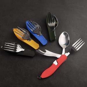 <span class=keywords><strong>Set</strong></span> di posate pieghevoli in acciaio inossidabile per escursionismo, campeggio, viaggi, con forchetta, cucchiaio e coltello. - Product Image 2