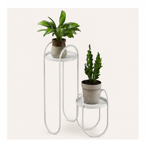 Soporte de Metal de 2 Niveles para Plantas, Interior/Exterior, Estilo Vintage Minimalista, para Sala de Estar, Balcón, Estante de Exhibición de Hierro - Product Image 5