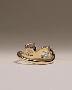 Anillo de Oro Amarillo de 14K con Moissanita, Diseño Trenzado, Piedras Redondas y en Forma de Pera con Engaste de Garra, Joyería de Compromiso y Boda para Mujer - Product Image 4