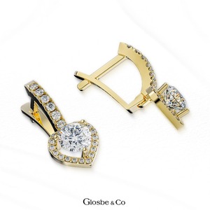 Glosbe & Co Jewelry Wholesale OEM ODM Customized Design <b>Green</b> Moissanite Heart Drop <b>Earrings</b> 5mm Sterling Silver Yellow Gold - Product Image 5