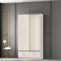 Armoire contemporaine avec miroir pour chambre à coucher, modèle 12_0037, avec portes coulissantes et 2 tiroirs, avec jeu de clés, pour appartement et entrepôt