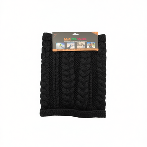 Calentadores de manos y pies negros, bufanda de lana trenzada para mayor comodidad y calidez - Product Image 3