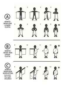 2pcs Men's Solid Muslim Ihram Towels Traditional Korean Clothing Bamboo Fiber Cotton Polyester Polka Dot Casual Summer - Product Image 6