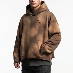 เสื้อฮู้ดดี้ผู้ชายทรงโอเวอร์ไซส์ ผ้าฝ้ายย้อมสีแบบ Garment Dyed เนื้อเฟรนช์เทอร์รี่ สีพื้น ใส่ได้ในฤดูใบไม้ร่วง แขนเสื้อแบบปกติ ทรงเข้ารูปแบบถัก - Product Image 4