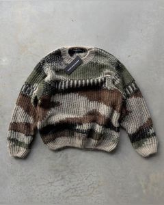 Pull jacquard vintage bleu de qualité supérieure en maille, motif abstrait, streetwear d'hiver, coton épais, coupe ajustée, vente en gros - Product Image 5