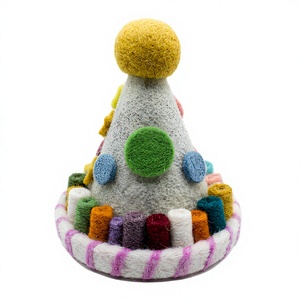 Felt Traditional Christmas Tree Ornament Colorful <b>Stars</b> Pom Poms Wall <b>Hanging</b> Indoor Decor Eco-Friendly Craft - Product Image 4