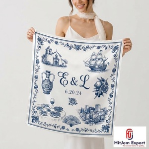 Écharpe carrée personnalisée haut de gamme, imprimée, toucher soyeux, châle de mode, foulard, marque privée, fabricant textile OEM ODM - Product Image 2