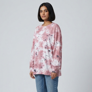 T-shirt oversize vintage délavé à l'acide pour femme, manches longues, coupe ample, épaules tombantes, style streetwear décontracté d'été - Product Image 1