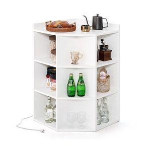 Mobile angolare a tre strati bianco con stazione di ricarica per l'arredamento del soggiorno - Product Image 1