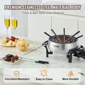 Set di pentole per fonduta elettrica da 8 forchette da 3 quarti in acciaio inossidabile scaldabagno per dessert al formaggio-pentole per il controllo della temperatura da esterno - Product Image 4