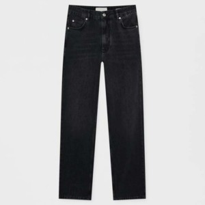 Jean droit noir pour homme, taille mi-haute, coupe classique, délavage moyen, en denim de coton, style hip-hop décontracté, pour le printemps et l'automne - Product Image 3