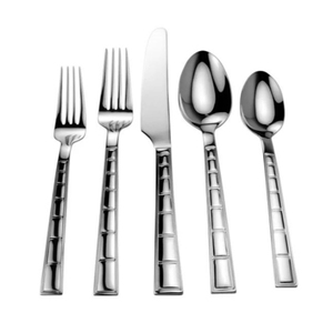 Juego de cubiertos de acero inoxidable con diseño retro de bambú, acabado pulido espejo, apto para lavavajillas, para eventos de catering. - Product Image 2