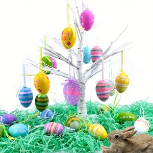 24 Huevos Colgantes de Pascua Pintados a Mano, Diseño Floral Colorido, Adornos de Plástico Surtidos para Decoración de Bodas, Cumpleaños y Fiestas - Product Image 5