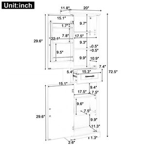 Mobiletto Alto da Bagno Autoportante con Due Ante Regolabili, Design con Ripiani in MDF - Product Image 4