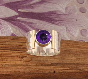 Natural Amethyst Bezel Setting Classic Band <b>Ring</b> 925 Sterling <b>Silver</b> Women's Genuine Stone Purple Gemstone Wedding Party - Product Image 2
