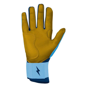 Blue Leather Batting Glove Full Finger Padded <b>Hook</b> And Loop Closure Unisex Adult Training - Product Image 2