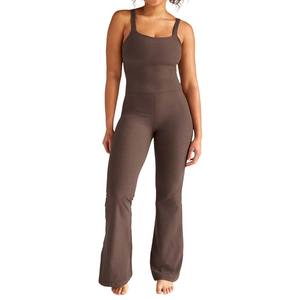 Ropa Deportiva para Mujer, Mono Deportivo Casual para Correr, Ajustado y Elástico, con Cuello Redondo, Elegante Mono Marrón sin Mangas - Product Image 1