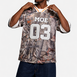 Wholesale Unisex Custom Camo <b>Mesh</b> American Football Jerseys Men Oversized T-Shirts Breathable Number Print OEM ODM Manufacturer - Product Image 5