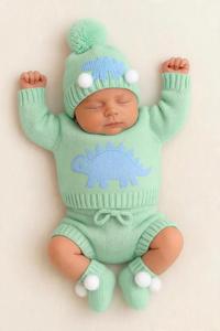 Newborn Baby Outfit Soft <b>Knit</b> Fabric Clothing <b>Set</b> Built For Warm Winter Use Custom Logo Manufacturing Service - Product Image 3