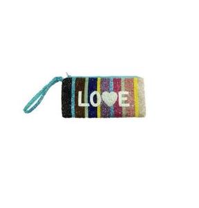 Beaded Blue <b>Coin</b> <b>Purse</b> With White Number One Hand Design Zipper Closure Casual Style Unisex Mini Size Handmade - Product Image 2