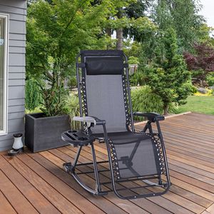 Sedia a dondolo Zen da esterno a gravità Zero con poggiatesta e supporto per telefono per mobili da giardino - Product Image 2