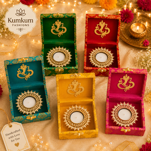 Boîte cadeau Ganesha indienne faite à la main tendance avec porte-bougie chauffe-plat, idéale pour Diwali, mariage, décorations festives pour temple et maison, cadeau de remerciement - Product Image 3