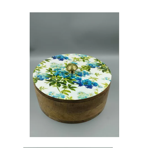 Plat de service rustique en bois de 350 ml avec couvercle floral, idéal pour la cuisine, la salle à manger, les mariages, et compatible avec la cuisson à chaud - En promotion - Product Image 1