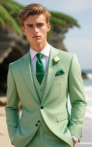 Esmoquin formal de 3 piezas de alta calidad para hombre, estilo callejero, informal, para verano, playa, boda, trajes de novio, talla grande y transpirable - Product Image 3