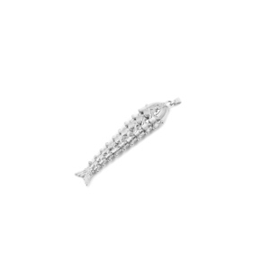 Pendentif en laiton plaqué argent en forme de poisson avec zircone cubique pour la fabrication de bijoux et colliers - Product Image 4