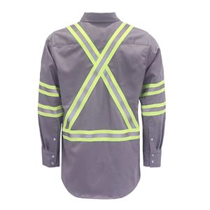 Wholesale Fireproof Men's Welder Fire Resistant Clothing Long Sleeve Button Up <b>Flame</b>-retardant Hi Vis Button Up <b>Shirts</b> - Product Image 2