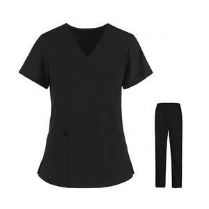 Tenues d'infirmière respirantes 65% polyester 35% coton, ensembles de blouses à col en V et manches courtes, logo personnalisé, détection d'aiguilles, tailles variées, pour hôpitaux - Product Image 3