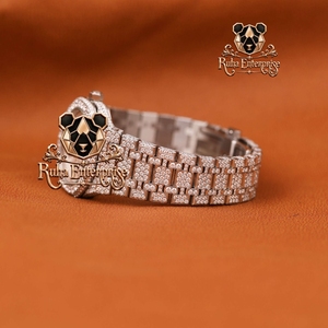 Luxury <b>Mens</b> Moissanite Diamond Steel Wristwatch with Shimmering Stone Detailed Face Contemporary Bracelet and Refined Style - Product Image 1