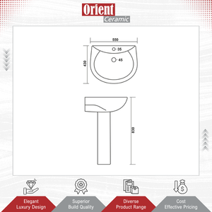 Oferta Increíble en Lavabo de Cerámica de Pedestal para Baño, de Calidad Original, para Uso Doméstico y Hotelero, de la India - Product Image 2