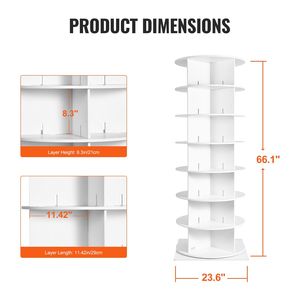Scarpiera Girevole a 7 Livelli con Rotazione a 360 Gradi, Espositore Girevole per Scarpe, Carosello Girevole Lazy Susan per Organizzazione e Conservazione delle Scarpe - Product Image 4
